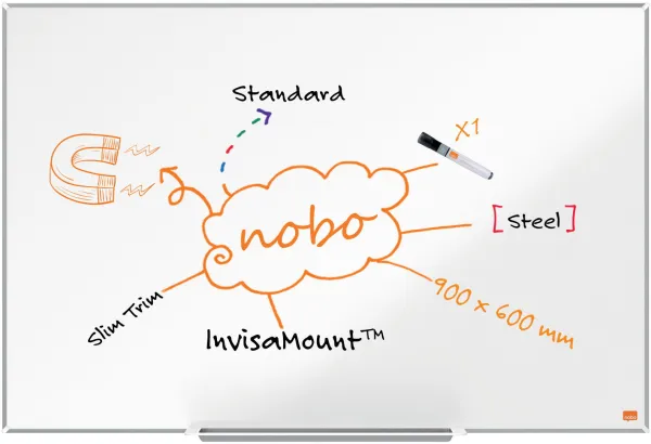 Nobo Impression Pro ståltavla 90x60cm vit